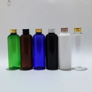 Opslagflessen 30 stuks 200 ml lege zwarte plastic fles aluminium schroefdop reislotion container verpakking voor douchegel shampoo olie