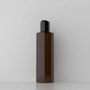Opslagflessen 30 stuks 200 ml lege bruine plastic fles met schijfdop voor shampoo vloeibare zeep douchegel container reizen cosmetische
