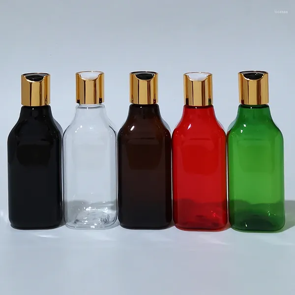 Botellas de almacenamiento 30 unids 200 ml vacío blanco negro cuadrado botella de plástico oro prensa tapa champú lavado limpieza gel de ducha embalaje cosmético