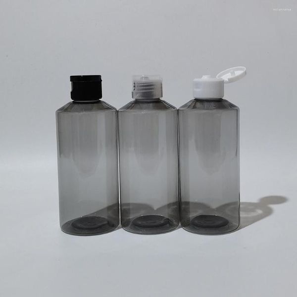 Botellas de almacenamiento, 30 Uds., 200ml, botella de plástico gris, tapa abatible, 200cc, envases de embalaje de cosméticos con tapas de rosca, contenedor para loción