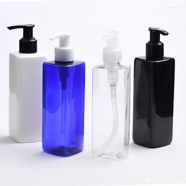 Botellas de almacenamiento 30 piezas 250 ml vacío cuadrado negro PET champú loción bomba contenedor plástico cosmético embalaje con dispensador Gel de ducha