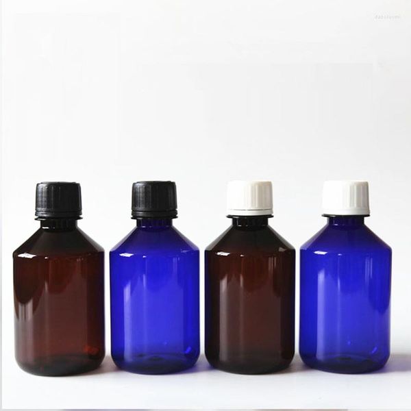 Bouteilles de stockage 30 pièces 250ml PET noir Polypro fermetures nervurées 8.8oz huile en plastique liquide laboratoire vente en gros réducteurs d'orifice LDPE