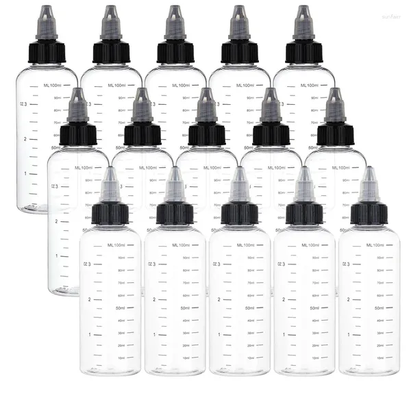 Bouteilles de rangement 30pcs 30 ml-500 ml plastique transparent avec capuchon à l'échelle Rempillable Conteneurs de voyage pour pigment Encre Arts Salon