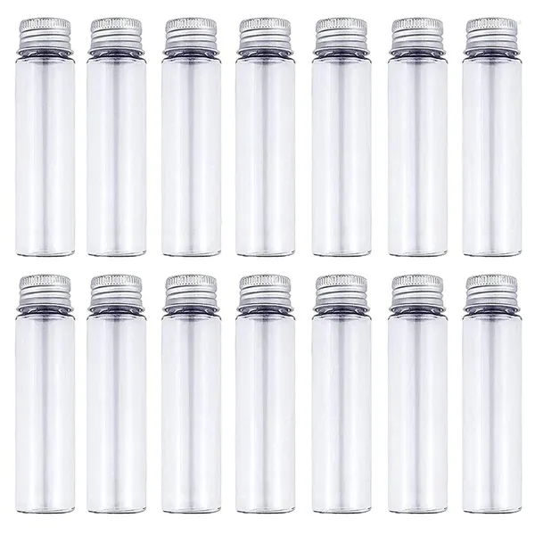 Botellas de almacenamiento 30 unids 50 ml Tubos de ensayo de plástico plano transparente con tapas de tornillo 28x108 mm para experimentos científicos de cuentas