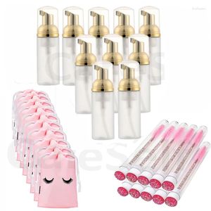 Bouteilles de stockage 30pcs 60ml Cils Vide Savon Mousse Bouteille Supprimer Point Noir Nettoyant Nasal Mascara Brosse Rose Sac