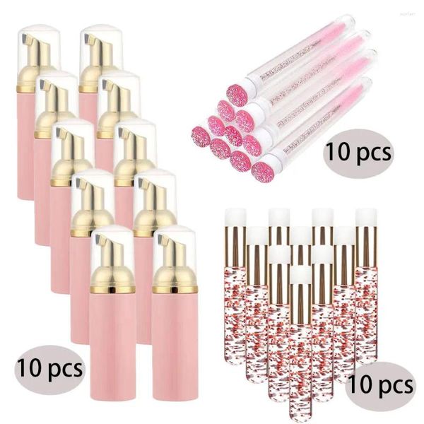 Bouteilles de stockage 30pcs 60ml Cils Shampooing Brosse Vide Savon Mousse Bouteille Ensemble Comprend 10pcs Supprimer Blackhead Nettoyant Nasal Mascara