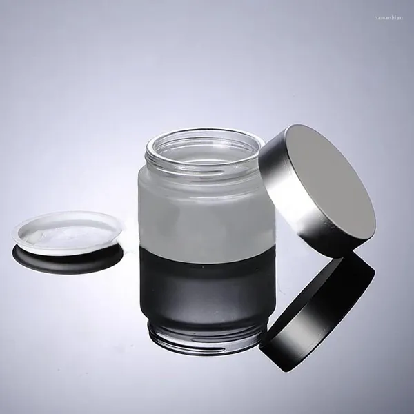 Bouteilles de rangement 30 pcs pot à crème en verre givré transparent avec couvercle en aluminium argenté brillant 50 grammes cosmétiques pour les pots à 50g d'oeil