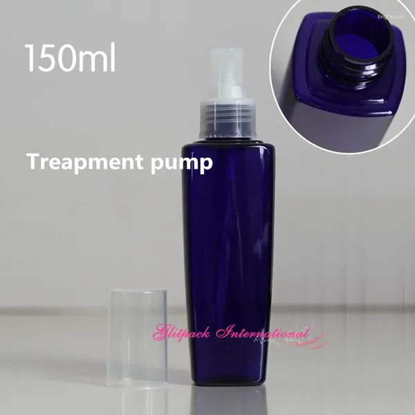 Bouteilles de stockage 30 pièces/lot 150ml fond carré ovale PET bleu épaissi en plastique cosmétique vide atomiseur bouteille rechargeable pompe de traitement