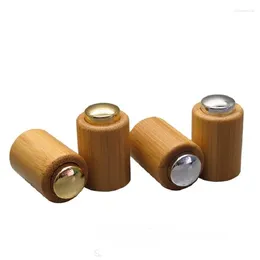 Bouteilles de rangement 30pcs / lot 18/410 Pompe à huile essentielle vide Pompe or / argent bambou bambou en bois d'essence liquide maquillage bambool accessTories