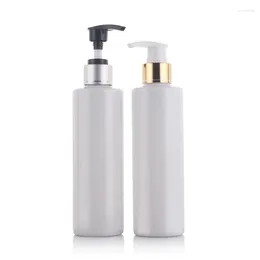 Bouteilles de rangement 30pcs / lot 250 ml Pumpe de lotion pour animaux de compagnie bouteille en plastique blanc contenant cosmétique vide shampooing sous-solid huile essentielle