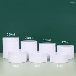 Bouteilles de stockage 30 pièces/lot 50ml-250ml Pot de crème récipient de maquillage en plastique blanc échantillon boîte de cosmétiques Pot vide rechargeable