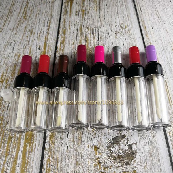 Botellas de almacenamiento 30 unids/lote tubos de brillo de labios vacíos modelo de botella de vino tubo de esmalte púrpura rojo rosa tapa embalaje cosméticos paquete contenedor