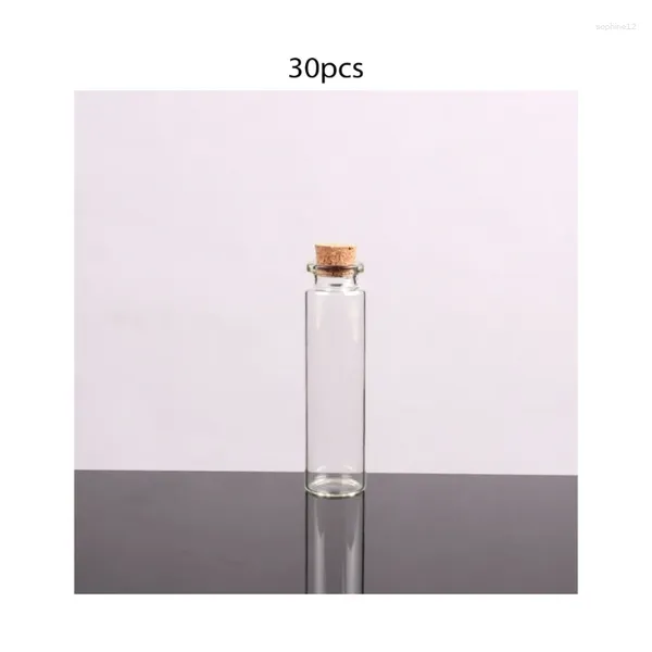 Bouteilles de stockage 30pcs Mini bocaux en verre avec bouchons en liège en bois minuscule bouteille de message de souhait pour le mariage