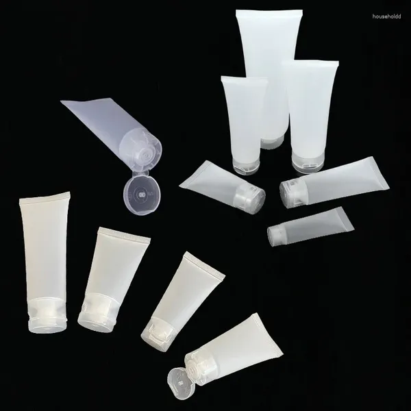 Bouteilles de rangement 30 pcs en plastique givré en plastique tubes souples cosmétiques avec couvercle de couvercle rechargeable échantillon vide pour le nettoyant pour le visage maquillage à la crème pour les mains