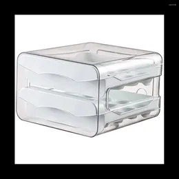 Opslagflessen 32 rooster eieren houder huishoudelijke doos voor koelkast transparante 2layer kippencontainer (wit)