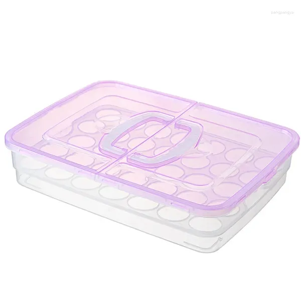 Bouteilles de rangement 34 Boîte à œufs Grille Stoproproping Plastic Paster Refrigerator Light Purple