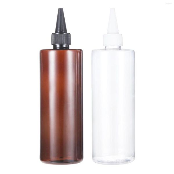 Bouteilles de rangement 350 ml Bruns / Transparent Cosmetic Bottle Liquid Dispensers Pet Plastic Makinup Container à l'épreuve des lèvres scellée à l'épreuve des fuites à l'épreuve des fuites