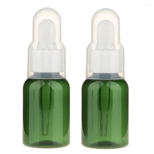 Botellas de almacenamiento de 35 ml de botella verde con cuentagotas blancas para un paquete de aceite esencial de 10