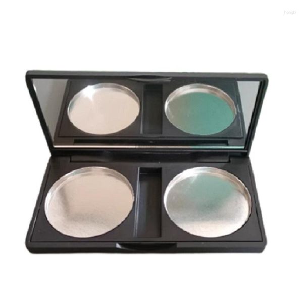 Botellas de almacenamiento 36.5mm 2 Rejillas Caja de sombra de ojos vacía Contenedor de polvo compacto Cuadrado Negro mate Paleta de lápiz labial de plástico Estuche de rubor con