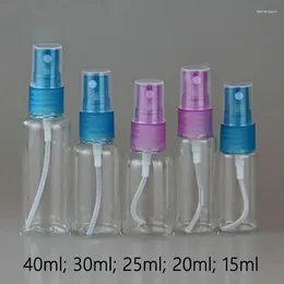 Bouteilles de rangement 360pcs 15 ml 20ml 25ml 30ml 40ml Perfume bouteille cosmétique lotion pulvérisateur pulvérisateur en plastique Pompe rechargeable