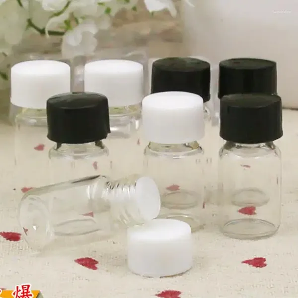 Bouteilles de rangement 3 ml 4 ml mini flacons en verre échantillon bouteille transparente avec bouchon à vis blanc noir f20241306