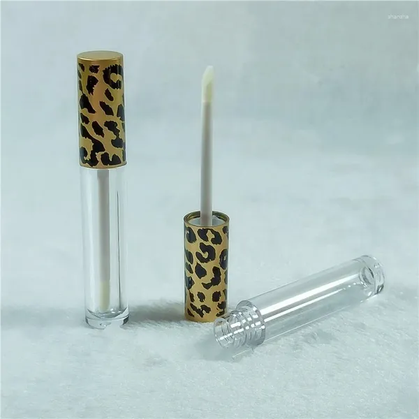 Botellas de almacenamiento 3 ml ABS Tubo de brillo de labios recargable Botella de aceite vacía Estampado de leopardo Contenedor de esmalte Sombra de ojos Cepillo Varita Herramienta de maquillaje