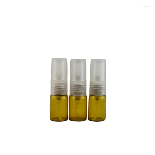 Botellas de almacenamiento 3ml Botella de muestra de vidrio marrón 5ml Mini Mist Spray Vial Vacío Parfum Atomizador Recargable Contenedor de viaje de aceite esencial