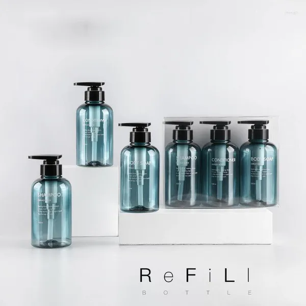 Botellas de almacenamiento 3 unid/set botella de bomba de loción de gran capacidad 300ml 500ml suministros de baño embalaje champú Gel de ducha acondicionador de cabello