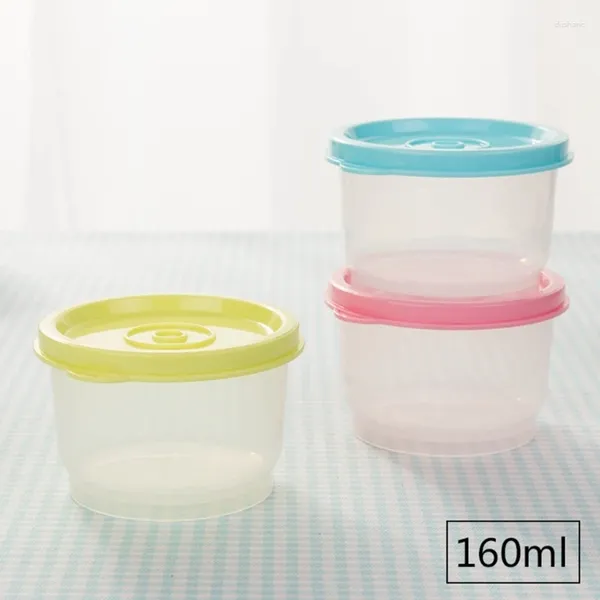Bouteilles de rangement 3PCS 160 ml Récipient avec couvercle Boîte en plastique empilable réutilisable pour le lave-vaisselle pour congélateur micro-ondes