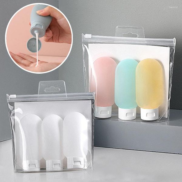 Bouteilles De Stockage 3pcs 60ml Voyage Bouteille Rechargeable Ensemble Kit Portable Lotion Squeeze Tube Vide Essence Shampooing Corps Recharge Conteneur