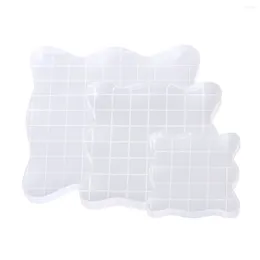 Opslagflessen 3 stuks acryl doorzichtige rubberen stempelblokken set met raster Essentiële gereedschappen voor scrapbooking ambachten maken