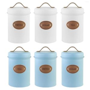 Botellas de almacenamiento 3 unids botes Azúcar Café Té Organizador Cilindro con tapas herméticas Fácil de limpiar Juego de botes de cocina para