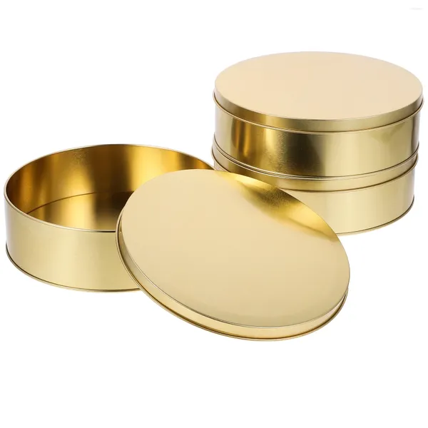 Bouteilles de stockage 3pcs Cookie Tins Round Cuisson Cake Candy Jar Emballage Tinplate Tin