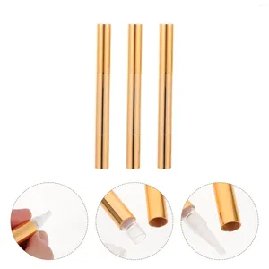 Bouteilles de stockage 3pcs stylo à huile à ongles vide pour applicateur de cuticules conteneur brillant à lèvres 3ml doré
