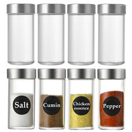Botellas de almacenamiento 3pcs Jar de condimentos de vidrio con tapa de acero inoxidable sal sal de pimienta esencia de pollo Cocina Camping Barbecue Spice