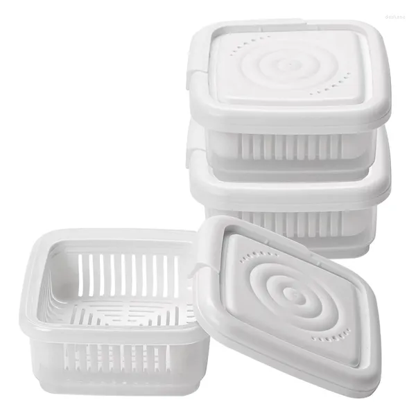 Bouteilles de rangement 3 pcs oignons verts Crisper Kitchen Refrigérateur Boîte de vidange en plastique Soconier carré Sceau alimentaire Facile à utiliser