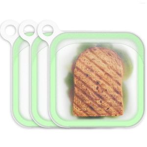 Bouteilles de rangement 3 pcs sandwich contenant en silicone boîte de nourriture avec couvercle bpa bento bento micro-ondes réutilisables en toute sécurité pour les enfants adultes