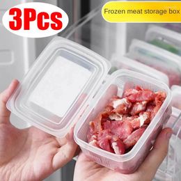 Bouteilles de rangement 3pcs scellés Boîte de cuisine transparente Organisateur Fridge Fruit Freezing Tri Boîtes de scellage Étui alimentaire