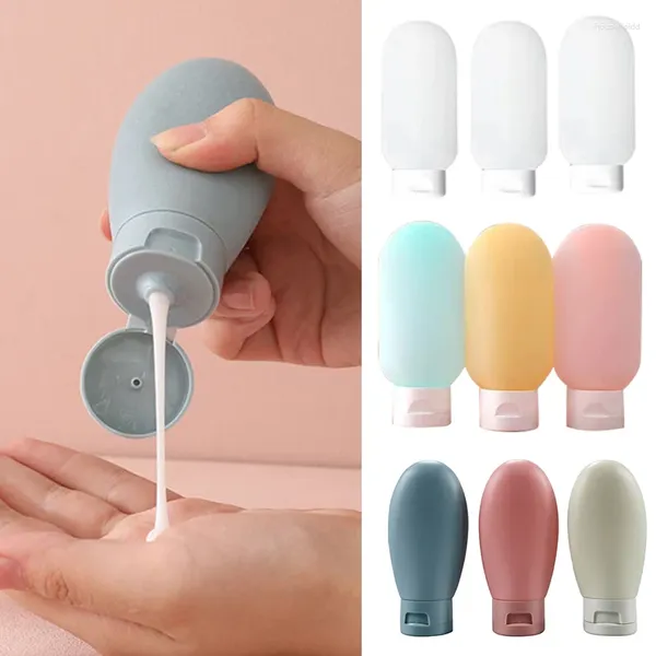 Bouteilles de rangement 3 pc / set rechargeable bouteille 60 ml de lotion en silicone en silicone plastics complexe de tube de voyage portable vide shampooing de voyage portable