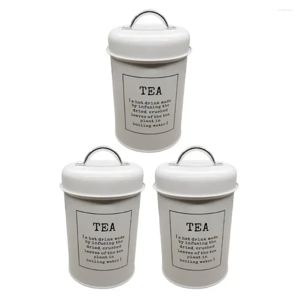 Botellas de almacenamiento 3pcs jarro de té hermético alta capacidad contenedor de conservación de superficie lisa de lata de café sellado de lidero