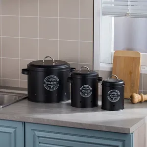 Bouteilles de stockage 3 tailles, pot domestique multifonctionnel avec couvercle, accessoires de cuisine, seau à légumes et pommes de terre LF324