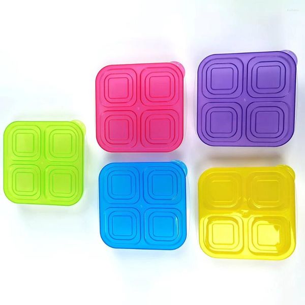 Bouteilles de rangement 4 pcs 4 compartiment Bento Snack Box Lunch (couleur aléatoire) 4pcs Conteneur alimentaire Contenant des contenants en plastique Boîtes de pratique PP