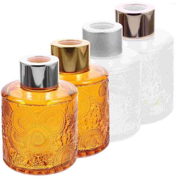 Bouteilles de rangement 4 pcs arôme diffuseur maison enfants parfum Verre en verre de style en relief contenant des contenants de chambre