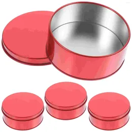 Opslagflessen 4 pc's Biscuit Box Candy Cookie Boxes Jar Round Tins Chinees jaar Large met deksels