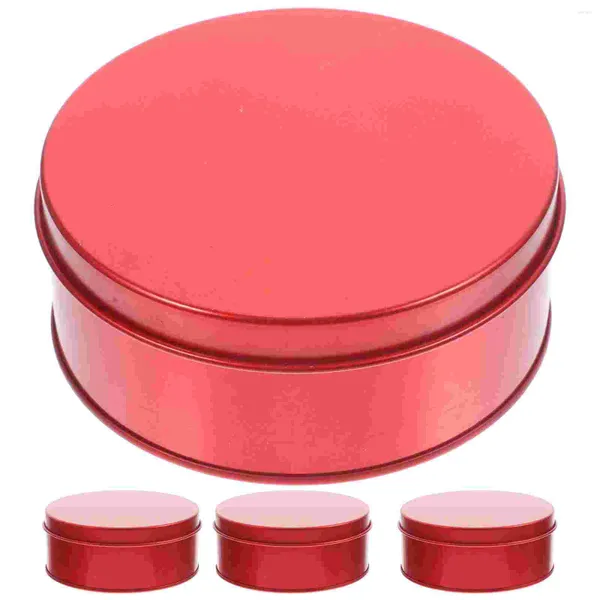 Bouteilles de rangement 4 pcs Biscuit Biscuit Cookie Cookie Tins Poids de Noël Snack Conteneur Round Craquettes Small Gâteau