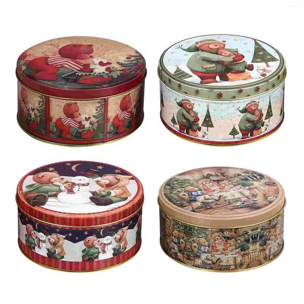 Bouteilles de rangement 4 PCS Décorations de Noël Boîte de bonbons Favors Favors Holder Gift Case Belle petite biscuit en fer