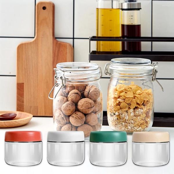 Botellas de almacenamiento 4 PCS Jarras de cocina Jar de 350 ml con recipientes de tapa de tornillo para cajas de condimentos de avena durante la noche