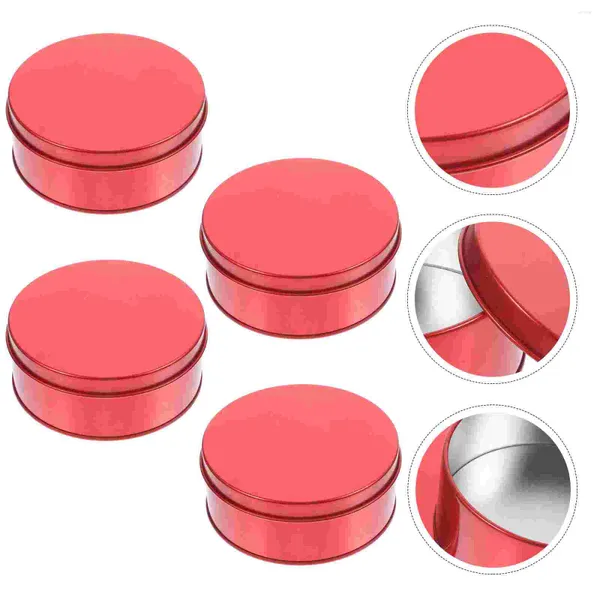 Botellas de almacenamiento 4 PCS Snack Recipe Caja de galletas Candy Cookie Cake Tail Tail Tins Tapas Vacá