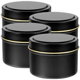 Botellas de almacenamiento 4 PCS Tinplate Can Jars Tea Light Holders Caja Metal Tazas de hierro Tealight Pequeñas latas