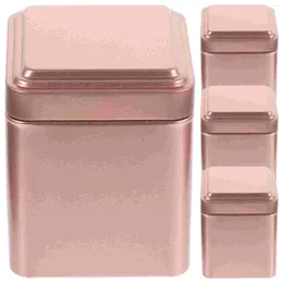 Bouteilles de stockage 4 pcs Tinplate Tea Sugar Canister Cubes Cookie Jar avec couvercles hermétiques Boîte à bonbons